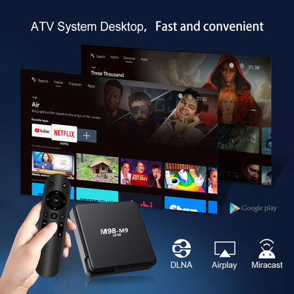 ATV System Desktop with remote control and TV screen displaying content on a blue background