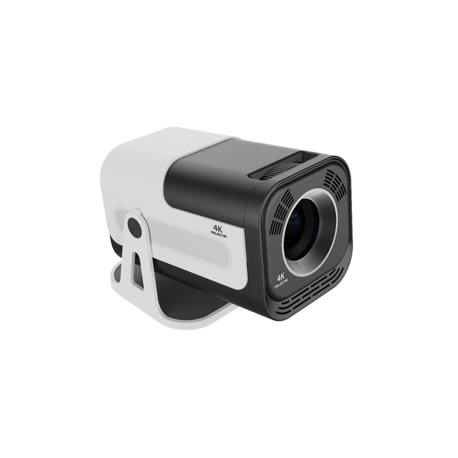YLEEGS JY320 4K-supported short-throw smart projector with adjustable stand, black and white compact design, ideal for home theater