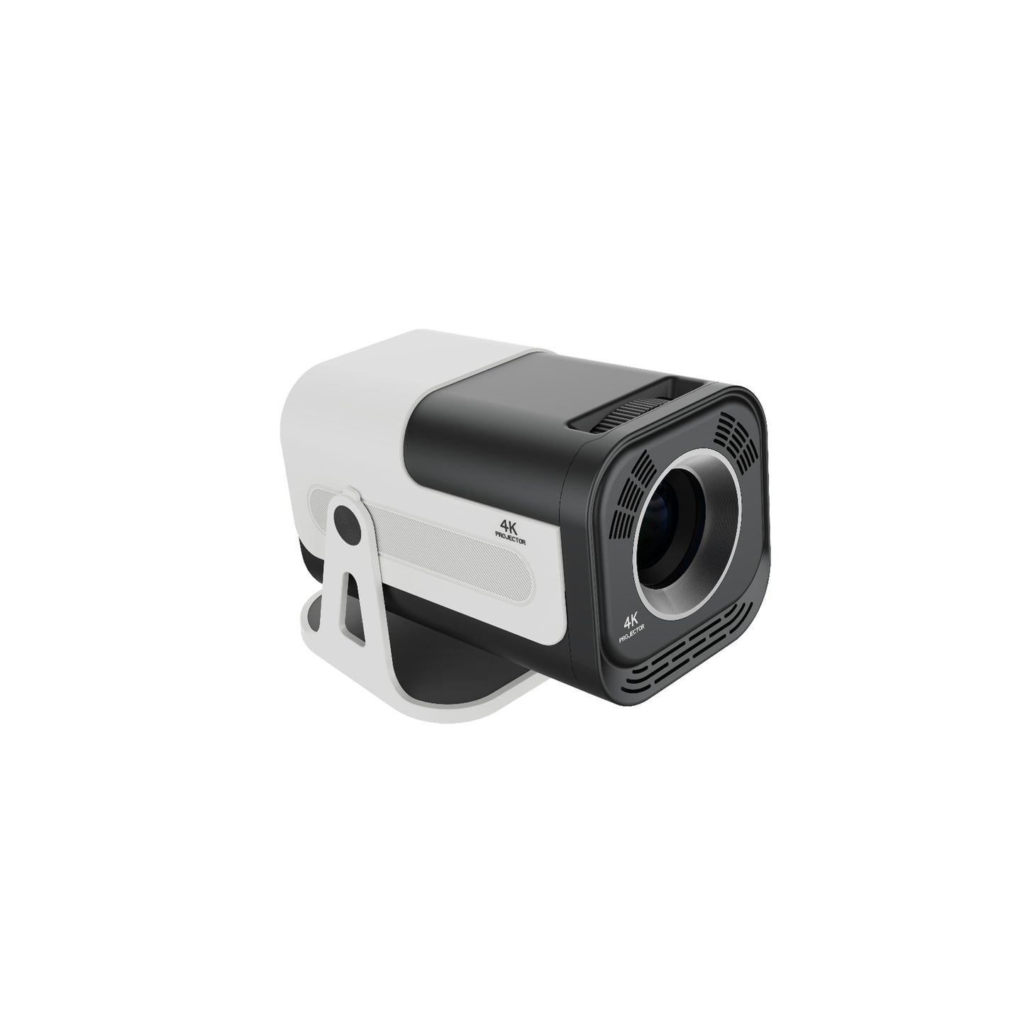 YLEEGS JY320 4K-supported short-throw smart projector on adjustable stand, black and white body, home theater projector for movie