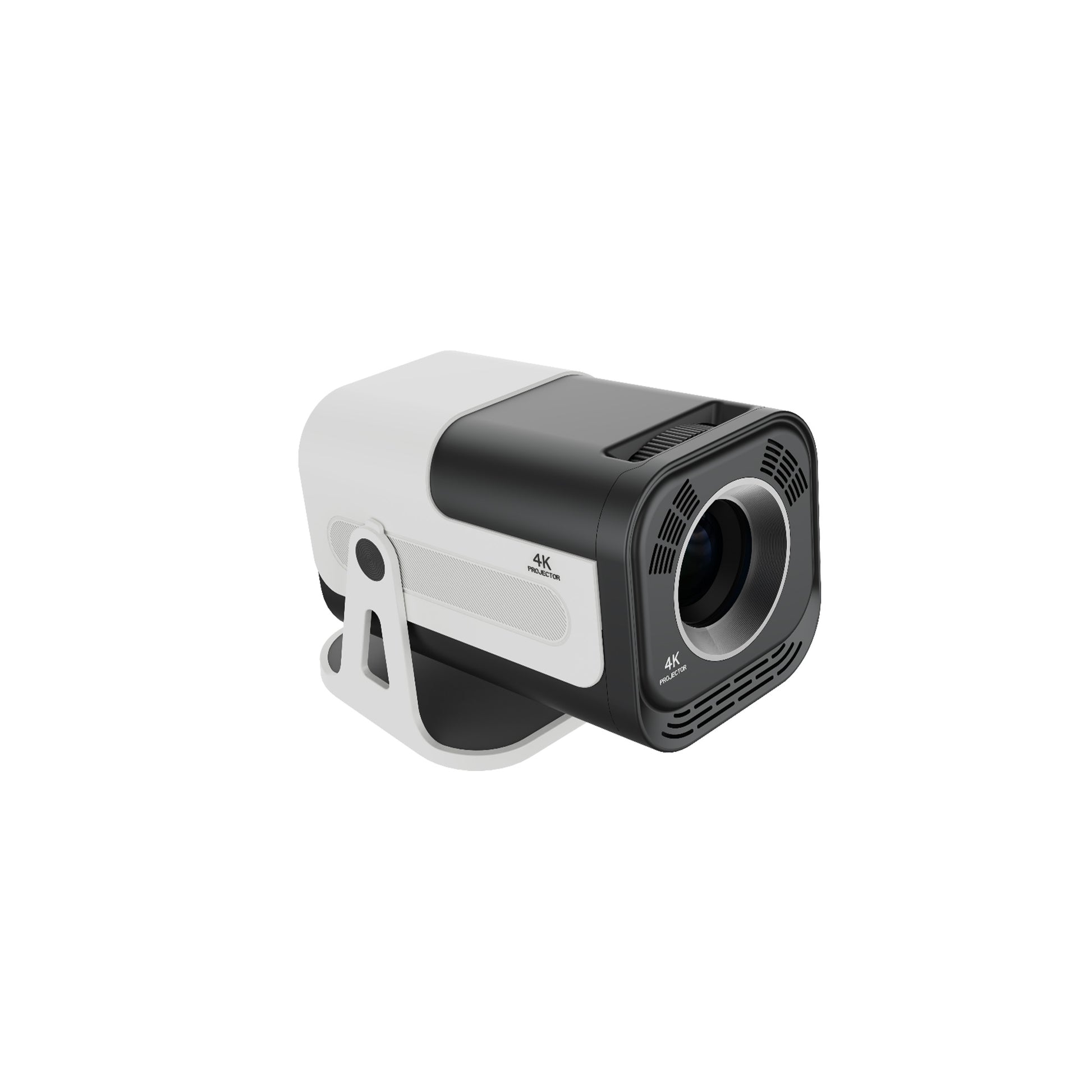 YLEEGS JY320 4K-supported short-throw smart projector on adjustable stand, black and white body, home theater projector for movie
