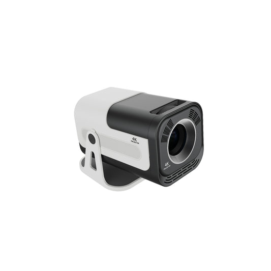 YLEEGS JY320 4K-supported short-throw smart projector on adjustable stand, black and white body, home theater projector for movie