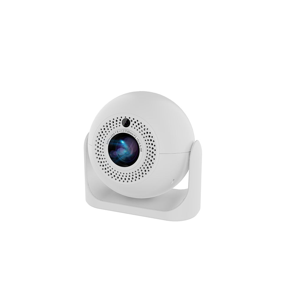 White spherical JY360 with an integrated camera, mounted on a stand, displayed against a plain white background.