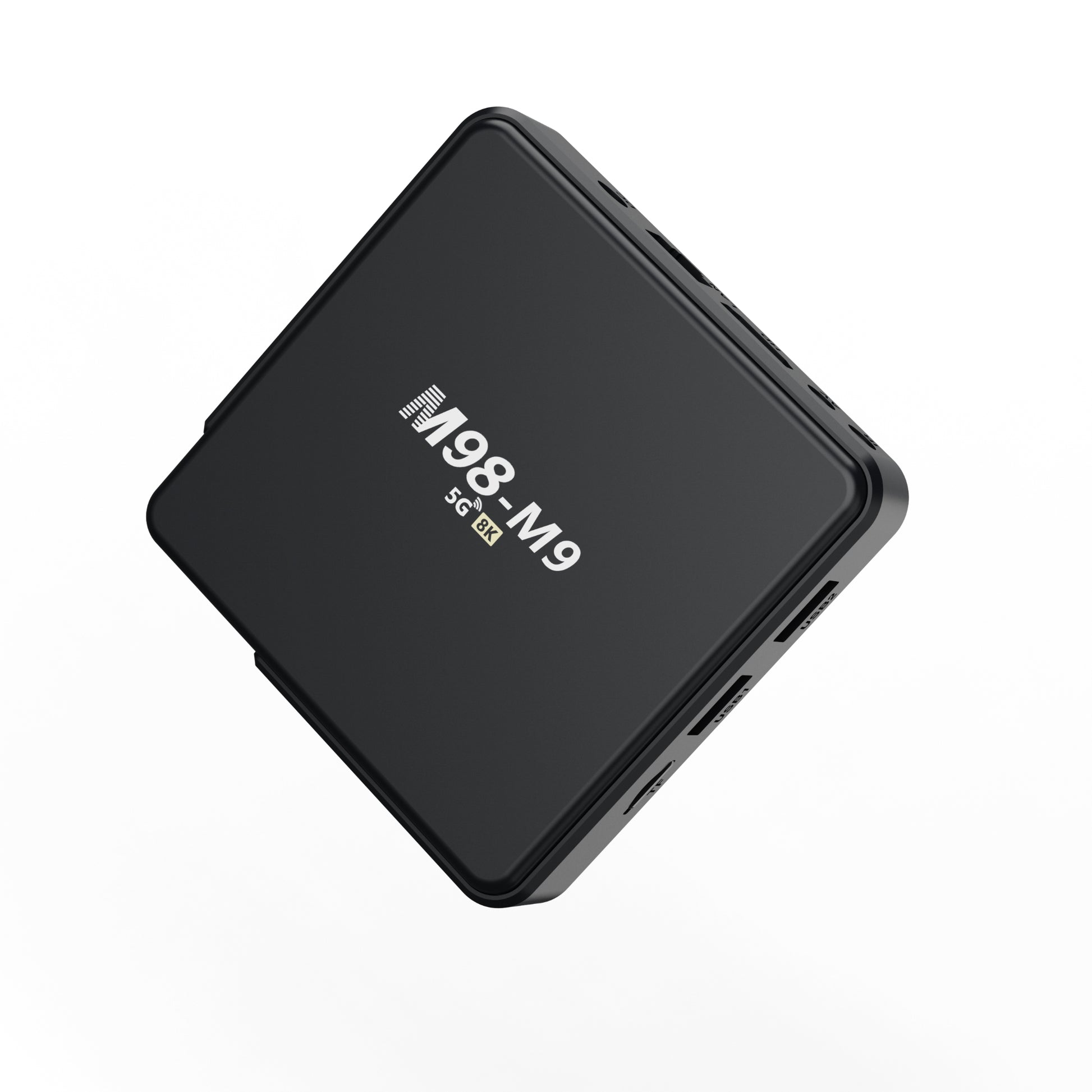 Black electronic device with 'M98-M9' branding on a white background