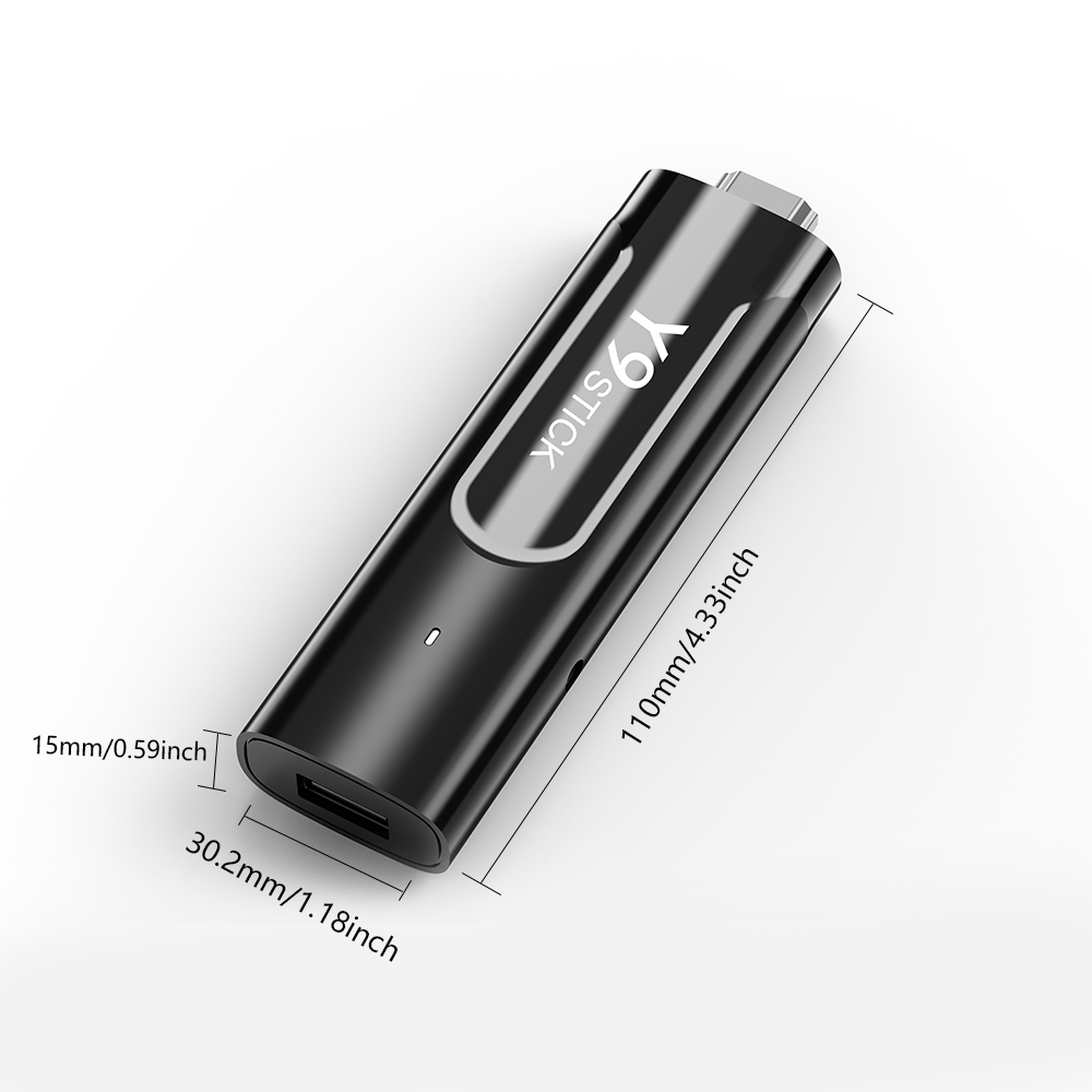 M98-Y9 TV stick features 6K Ultra HD resolution, Android 13, dual WiFi (2.4G/5G), compact design, and remote control for seamless streaming on smart TVs.