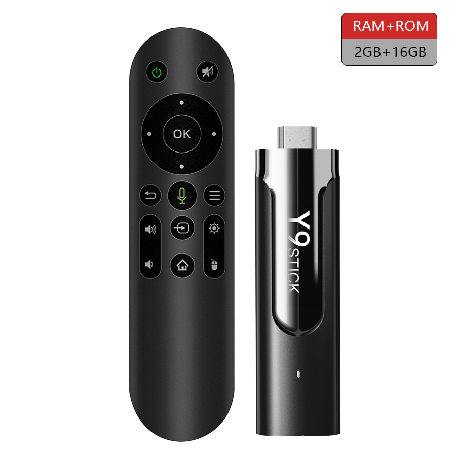 M98-Y9 media player featuring 6K Ultra HD resolution, dual WiFi (2.4G/5G), Android 13 OS, 2GB RAM + 16GB ROM, compact design, and remote control for seamless streaming on smart TVs.