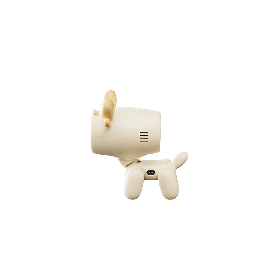 Side profile of designed to resemble a playful beige puppy with rounded legs, ears, and tail, perfect for children's spaces