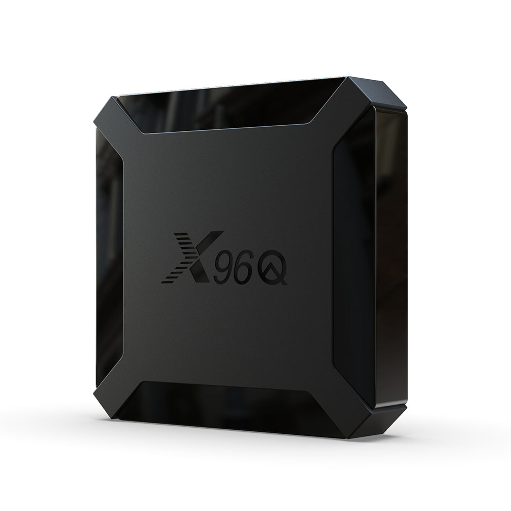 X96Q ultra-slim in matte black with sleek geometric corners, offering smart streaming for home entertainment.
